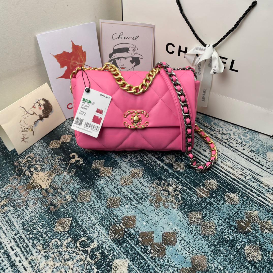 Chanel 19 Handbag 26cm Pink For Women