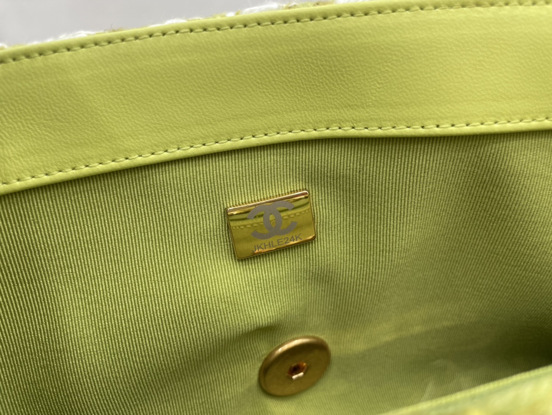 Chanel 19 Large Handbag Gold Hardware Green For Women, Women’s Handbags, Shoulder Bags 11.8in/30cm
