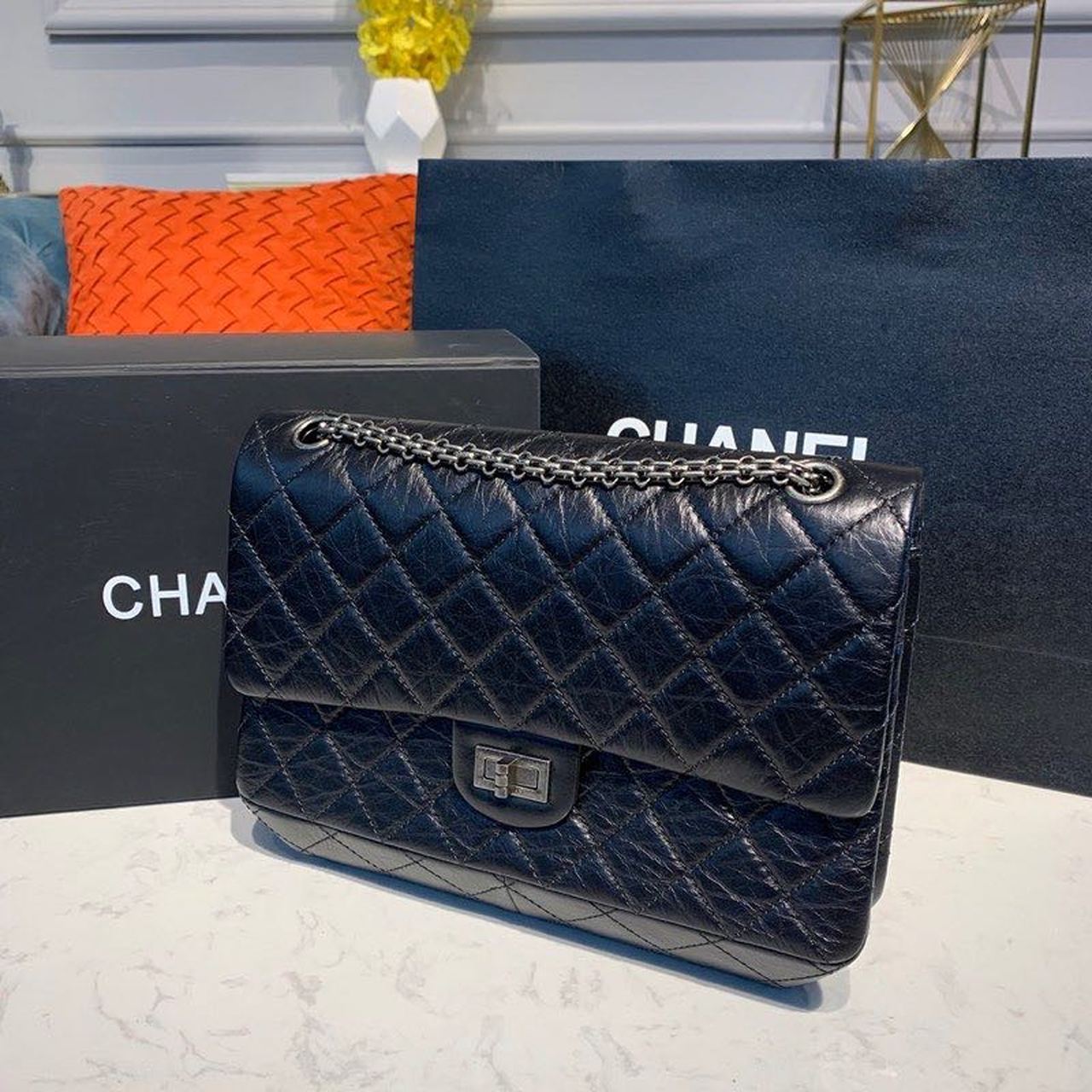 Chanel 2.55 Handbag Silver Hardware Black For Women, Women’s Bags, Shoulder And Crossbody 11in/28cm