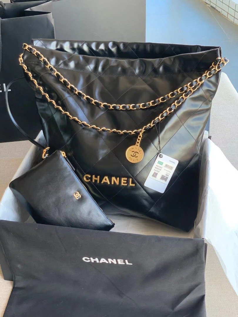 Chanel 22 Handbag Black For Women 16.4in/42cm AS3261 94305