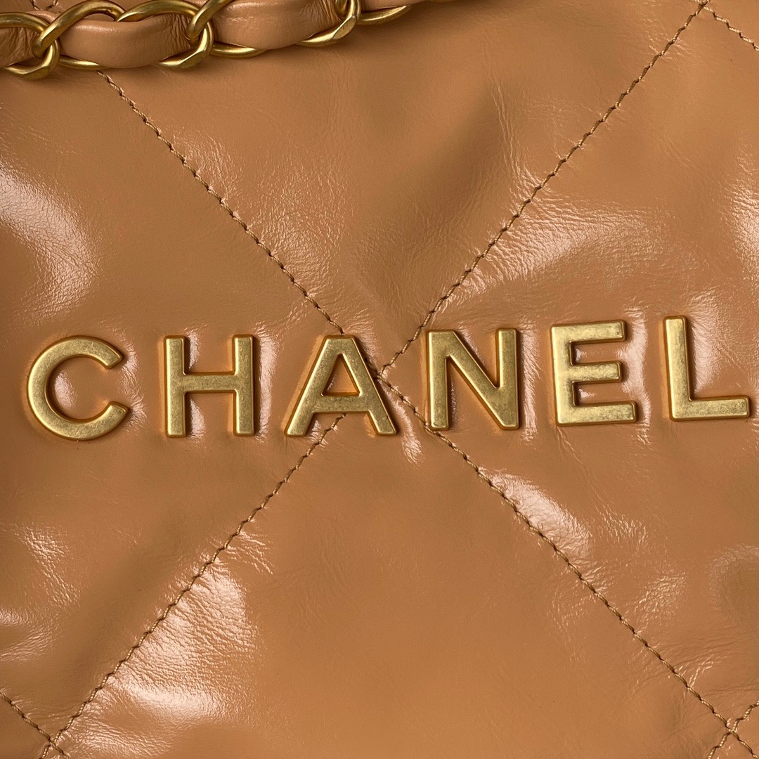 Chanel 22 Handbag Gold Hardware Shiny Camel For Women, Women’s Handbags, Shoulder Bags 16.5in/38cm