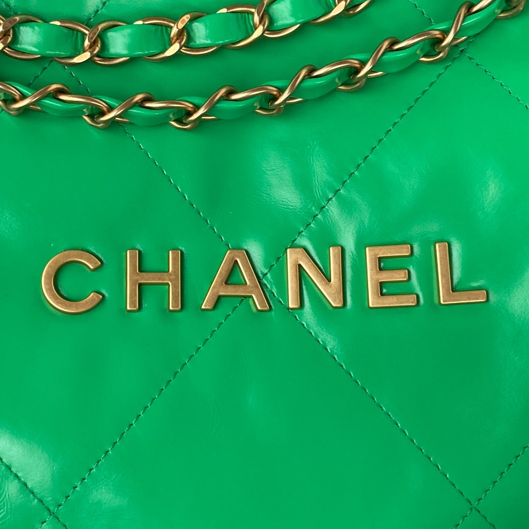 Chanel 22 Handbag Gold Hardware Shiny Green For Women, Women’s Handbags, Shoulder Bags 16.5in/38cm