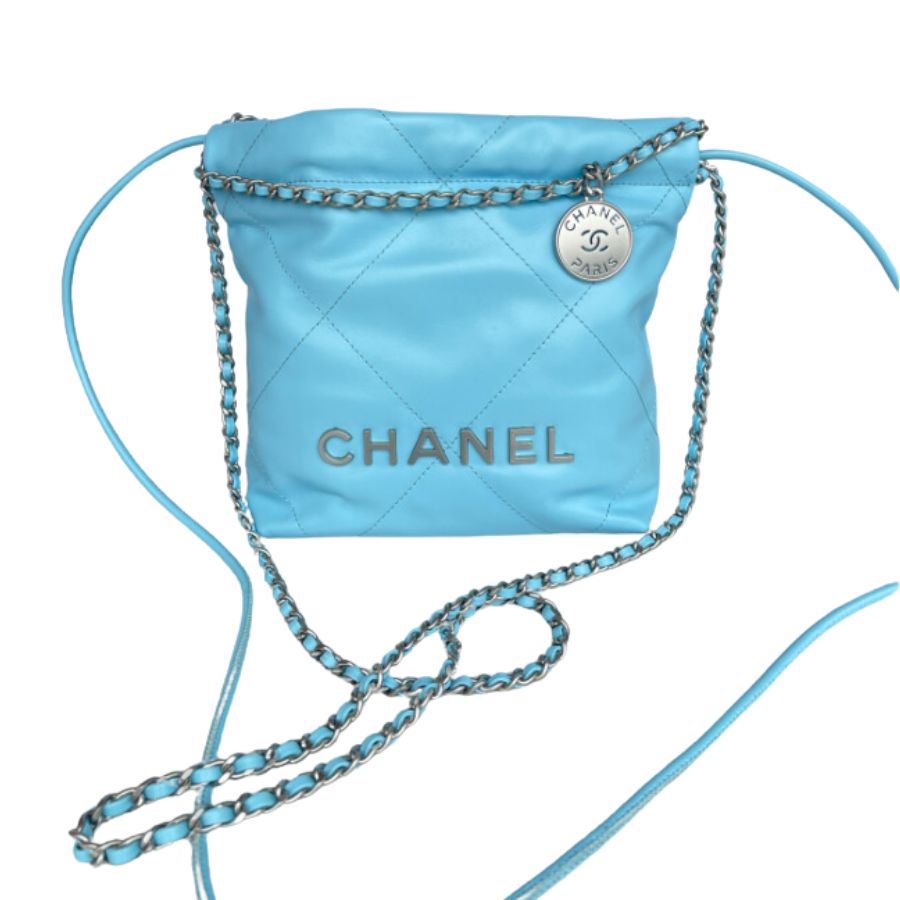 Chanel 22 Mini Handbag Blue For Women 20cm / 7.9in