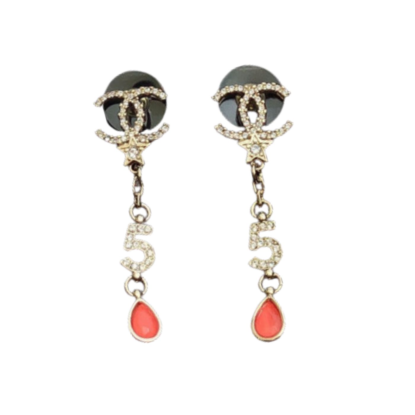 Chanel 5-Long Earrings Gold For Women