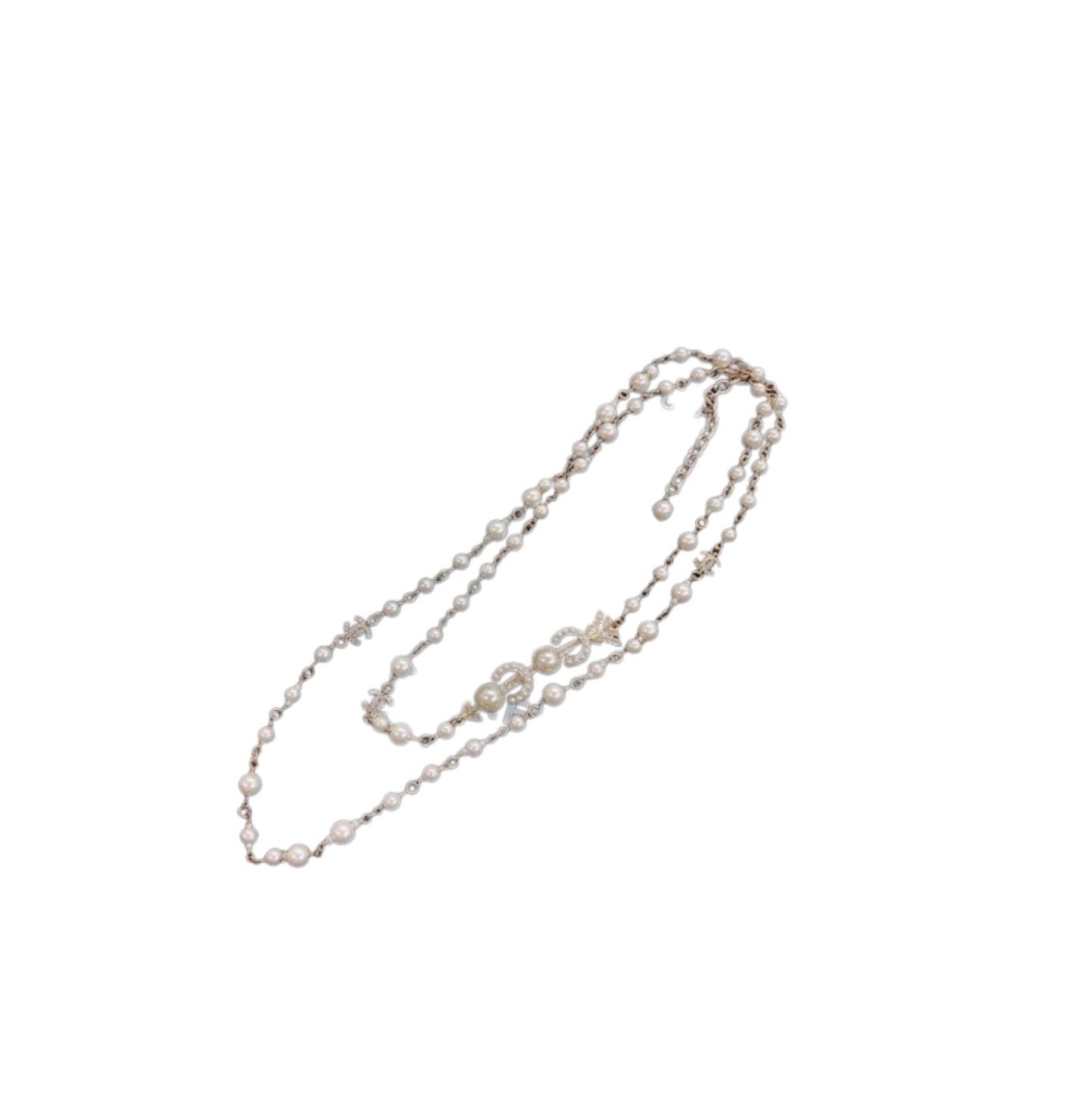 Chanel Accessories Pearl Necklace Logo CC Gold Tone For Women