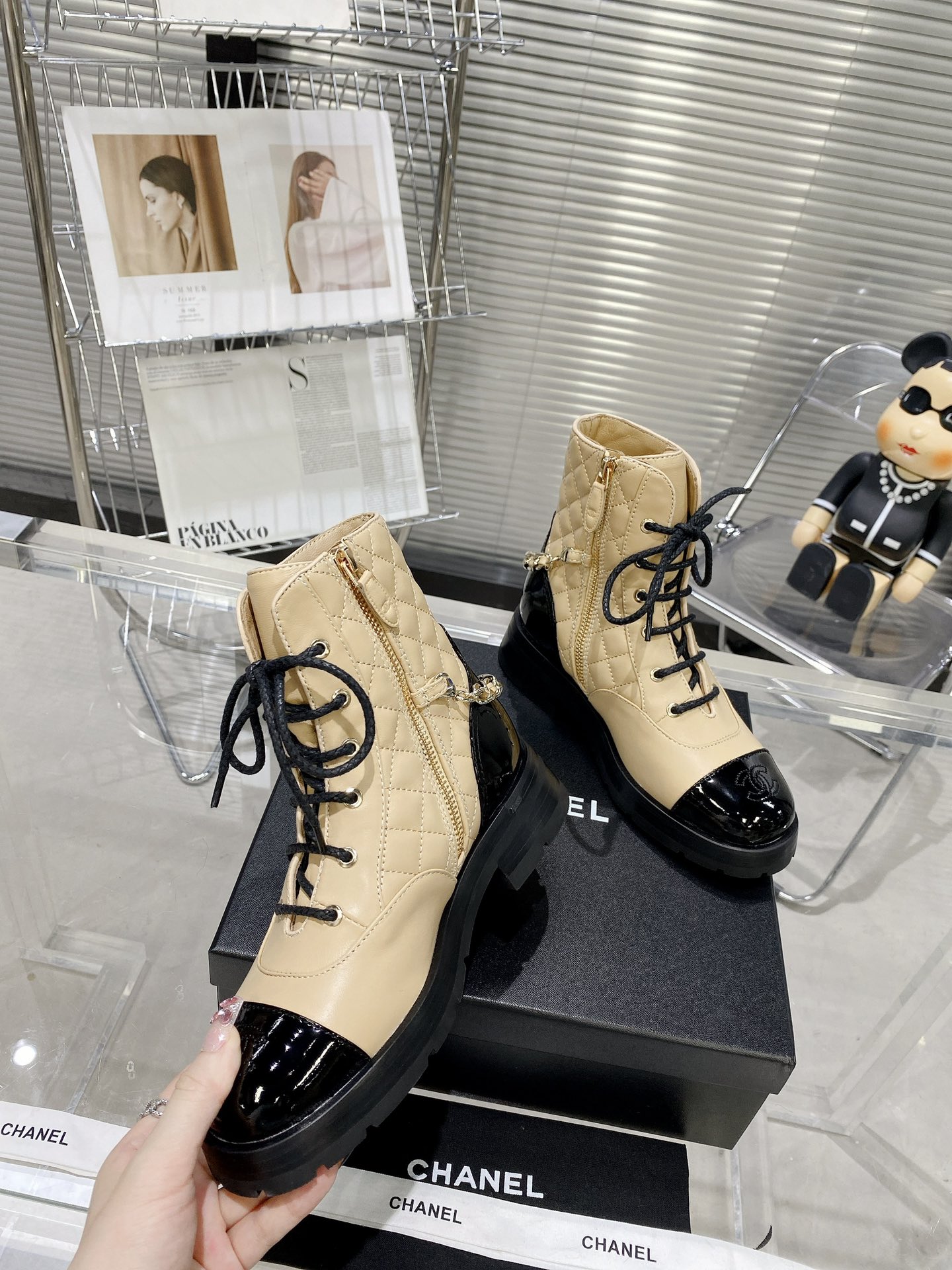 Chanel Ankle Boots Brown For Women