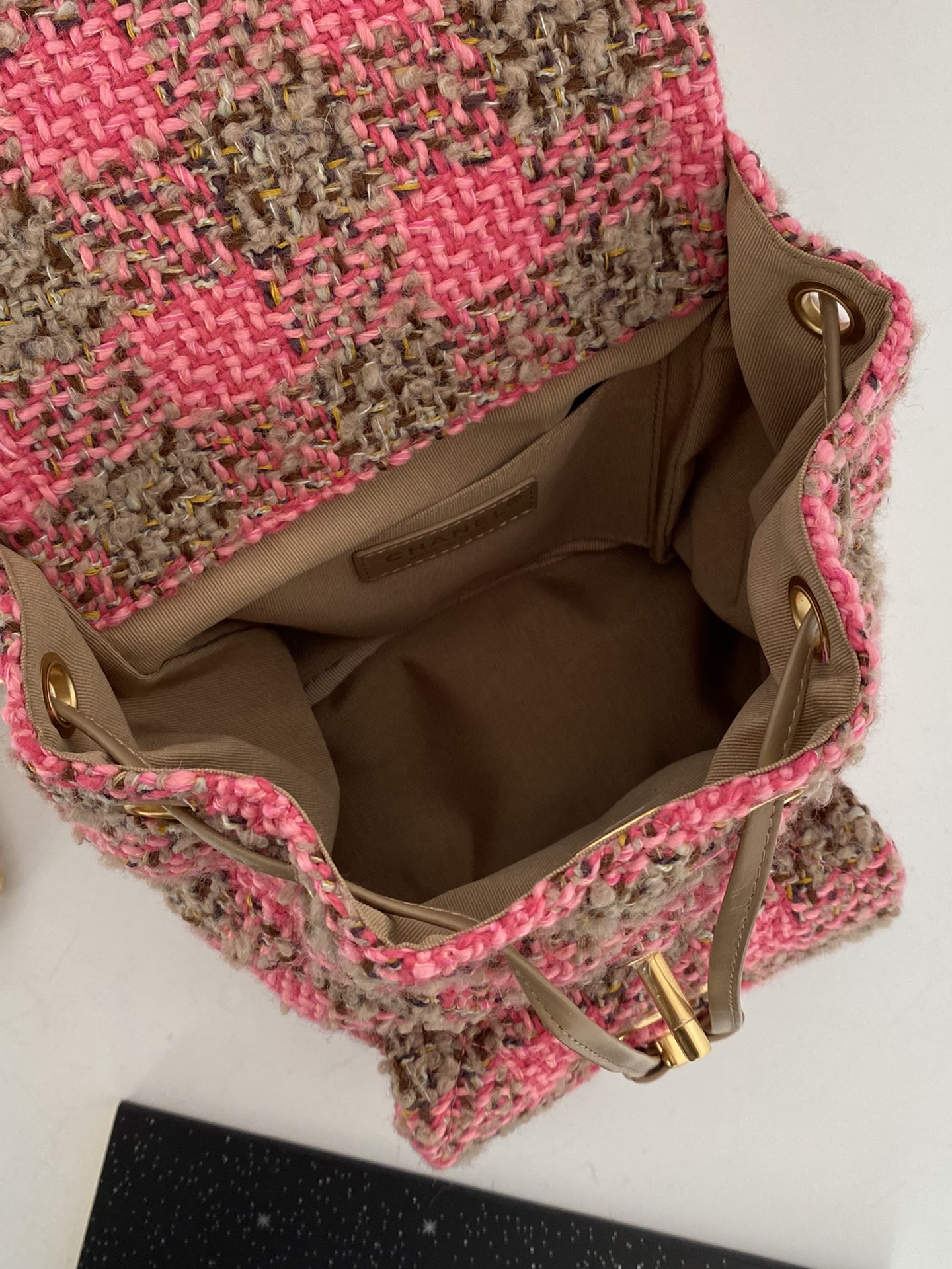 Chanel Backback Pink/White For Women 9.4in/24cm AS3615 NJ601