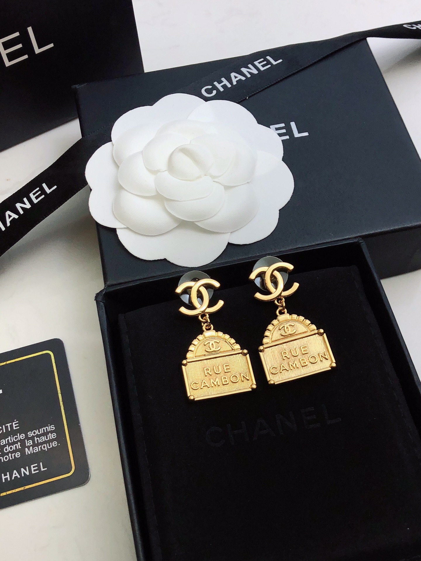 Chanel Bag Shape Earrings Gold For Women