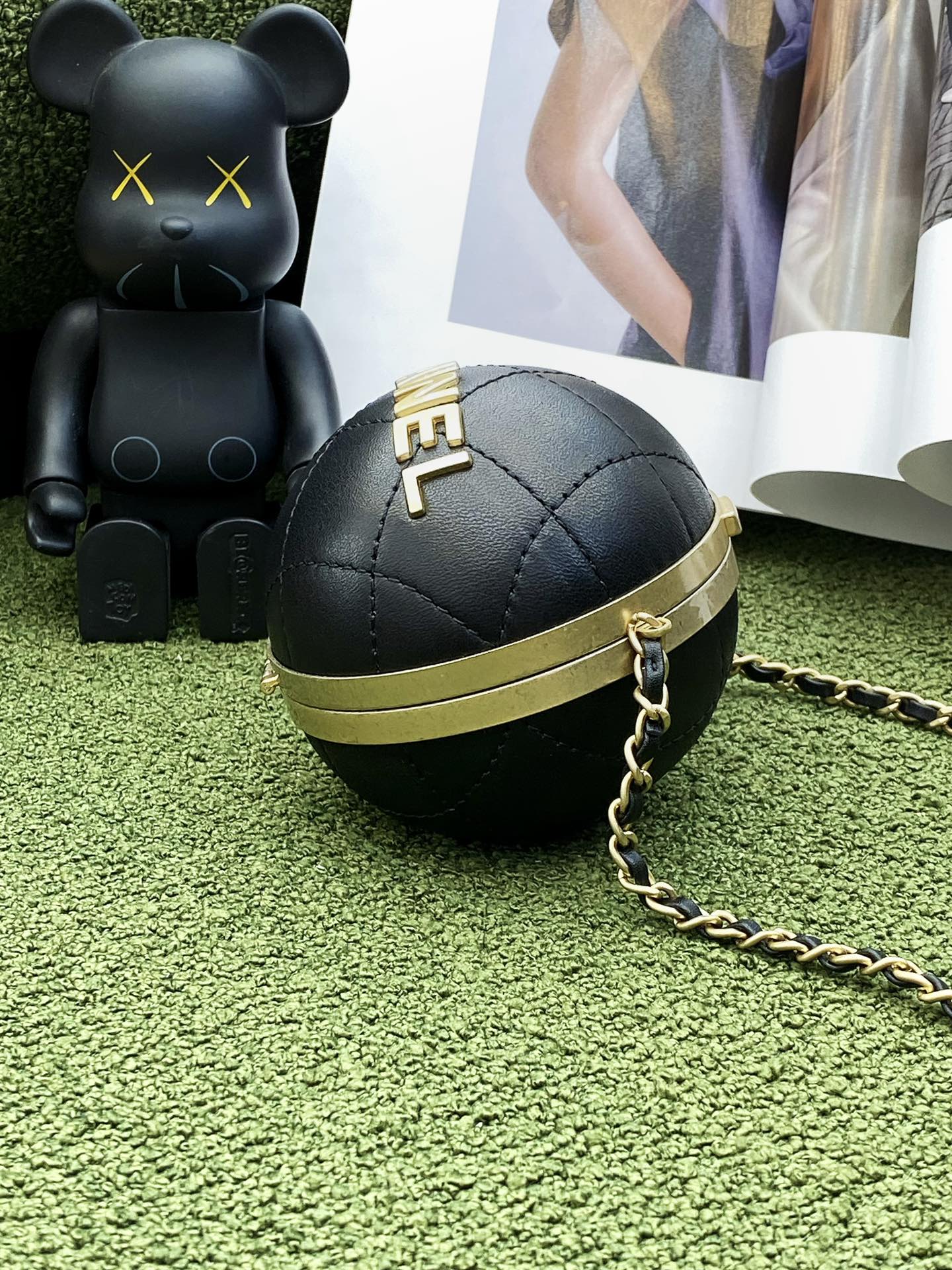Chanel Ball Bag Black and Gold Chain Bag For Women 23.5cm/9.25in