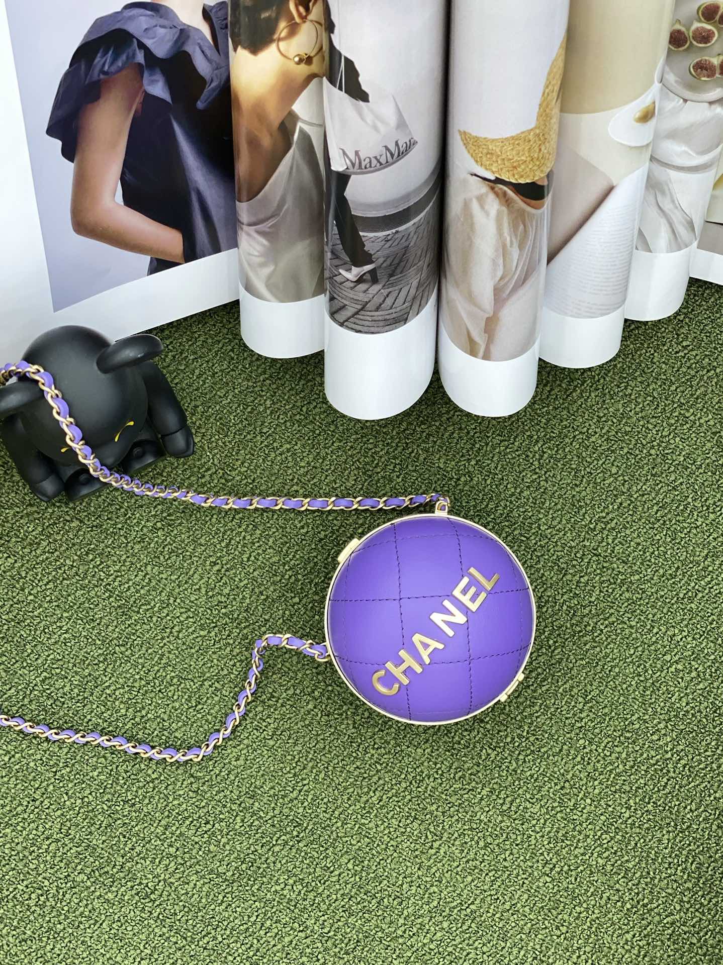 Chanel Ball Bag Purple and Gold Chain Bag For Women 23.5cm/9.25in