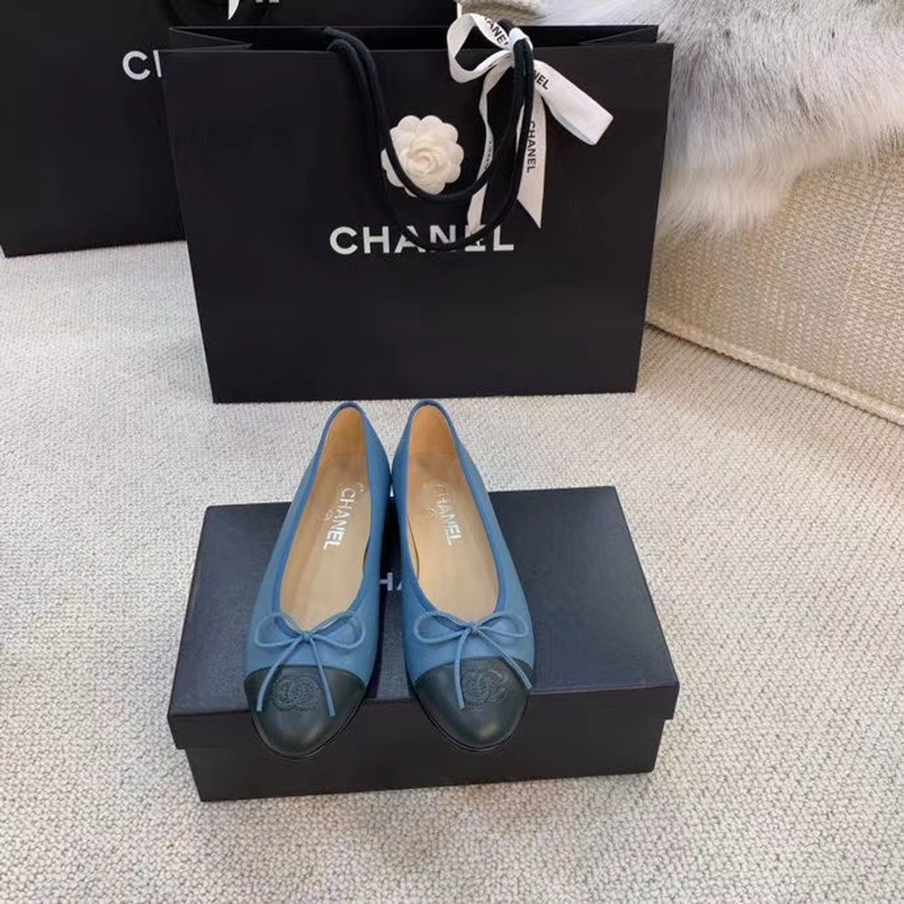 Chanel Ballerina Flats Blue For Women, Women’s Shoes G02819