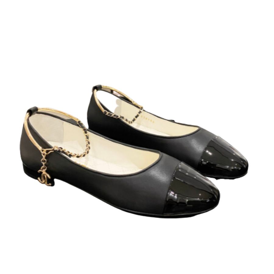 Chanel Ballerina Logo Shoes Black For Women
