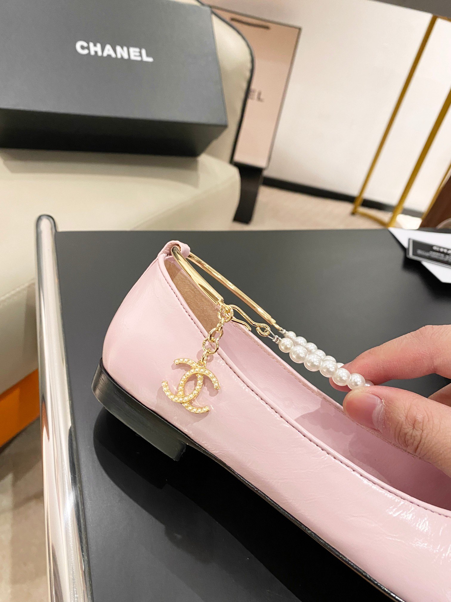 Chanel Ballerina Logo Shoes Pink For Women