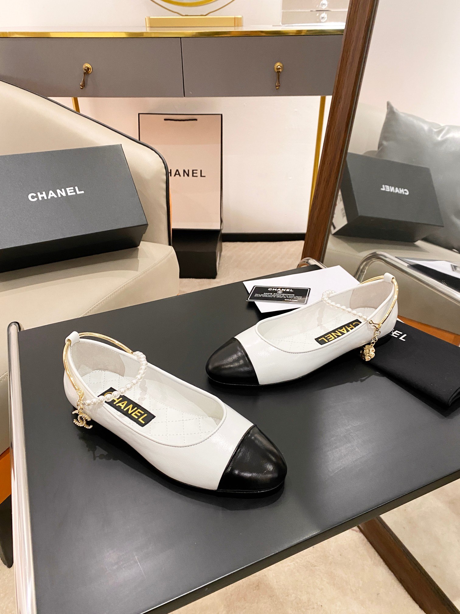 Chanel Ballerina Logo Shoes White For Women