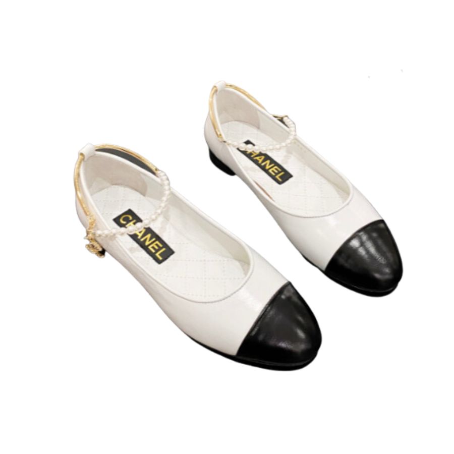 Chanel Ballerina Logo Shoes White For Women