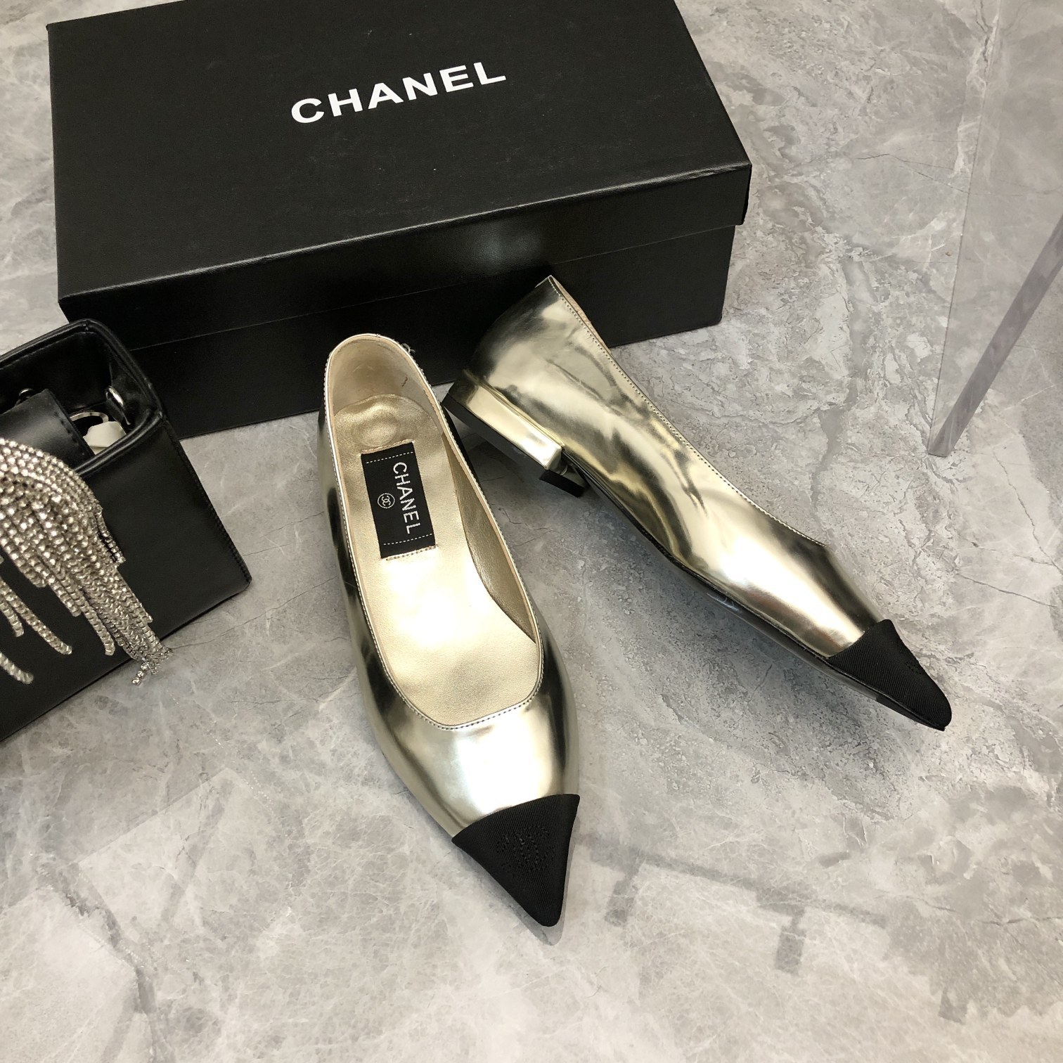 Chanel Ballerinas Gold For Women, Women’s Shoes