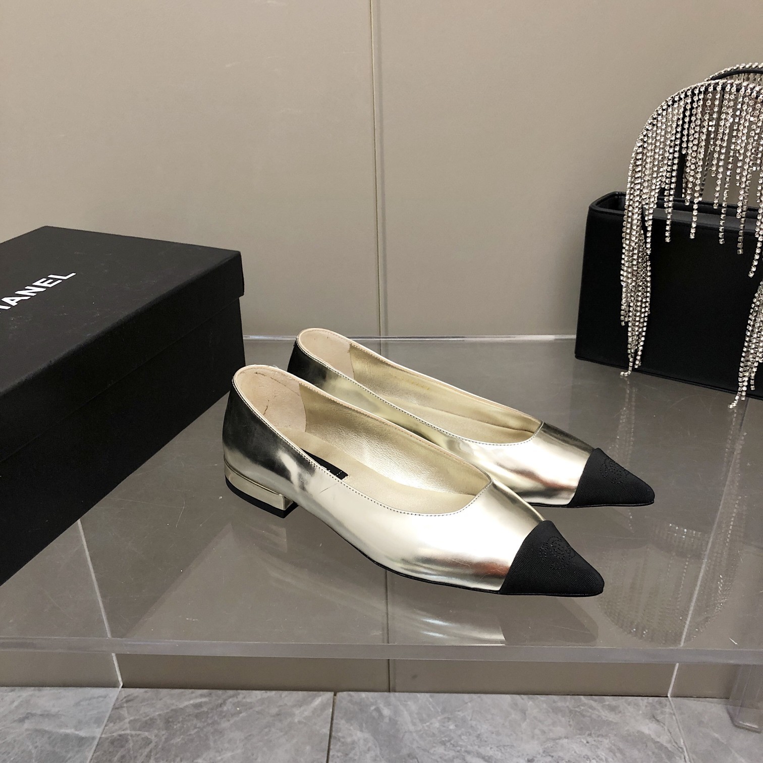 Chanel Ballerinas Gold For Women, Women’s Shoes