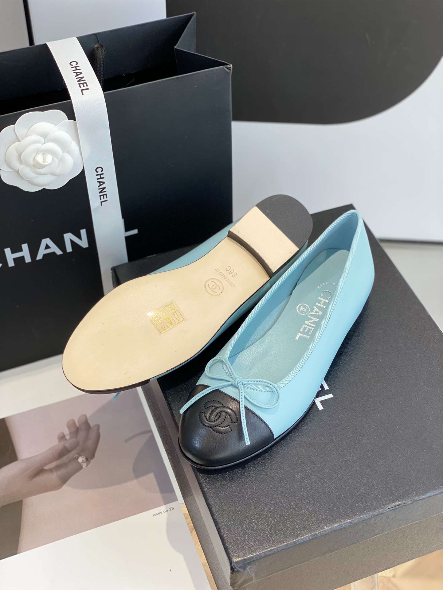 Chanel Ballet Flats Blue For Women