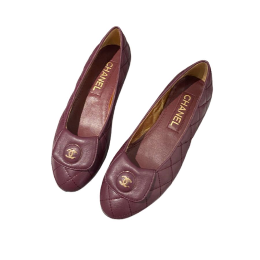Chanel Ballet Flats Burgundy For Women