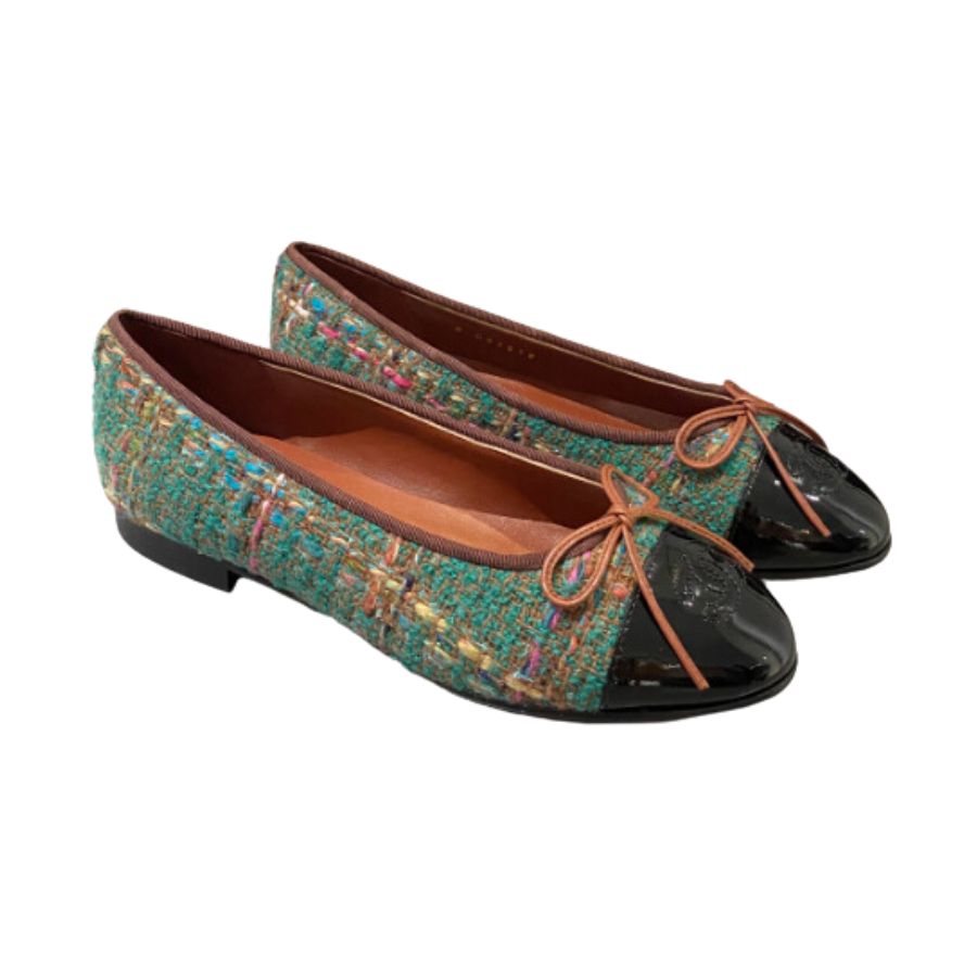 Chanel Ballet Flats Green For Women G02819 B13395 NP763