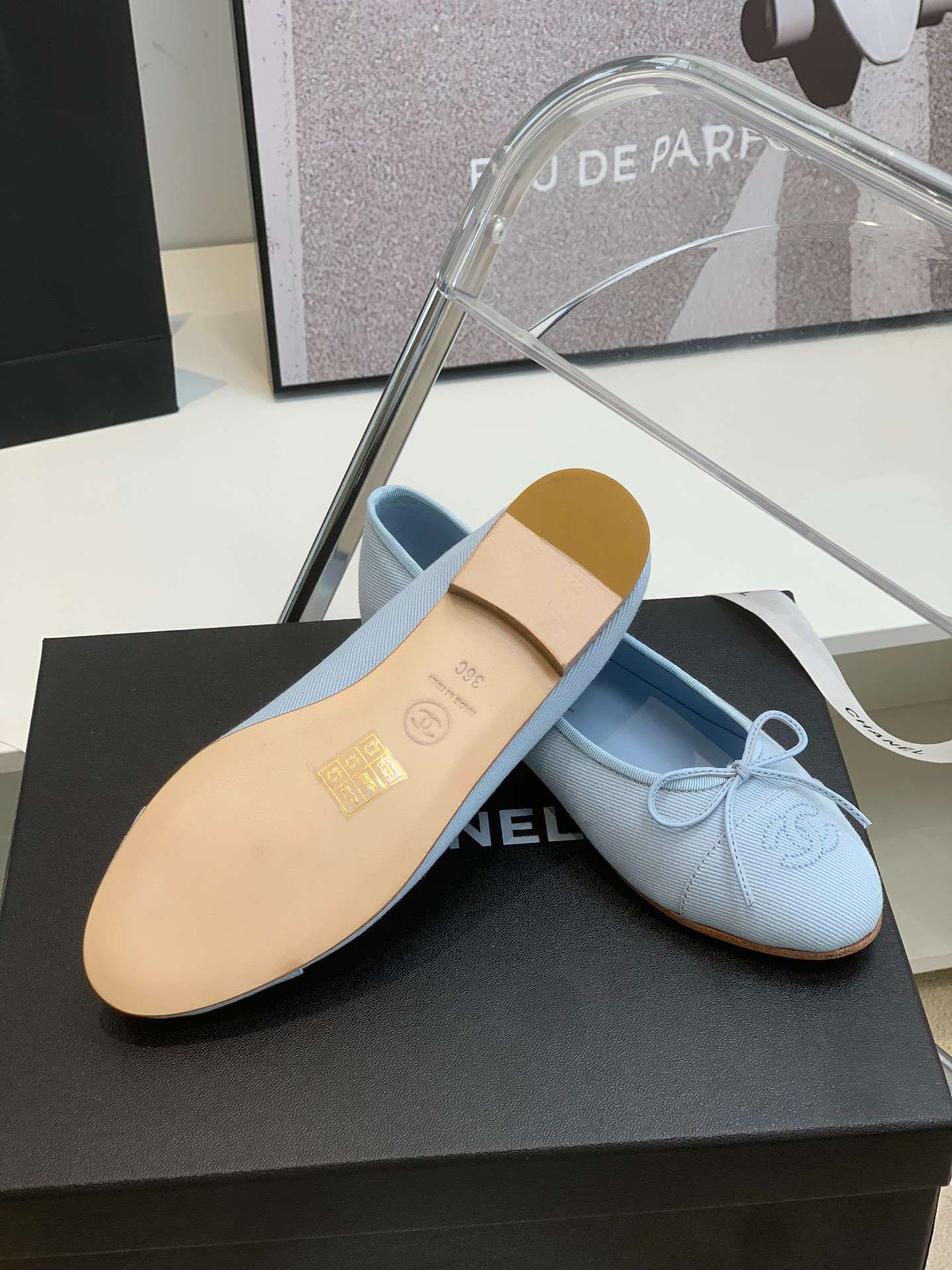 Chanel Ballet Flats Light Blue For Women