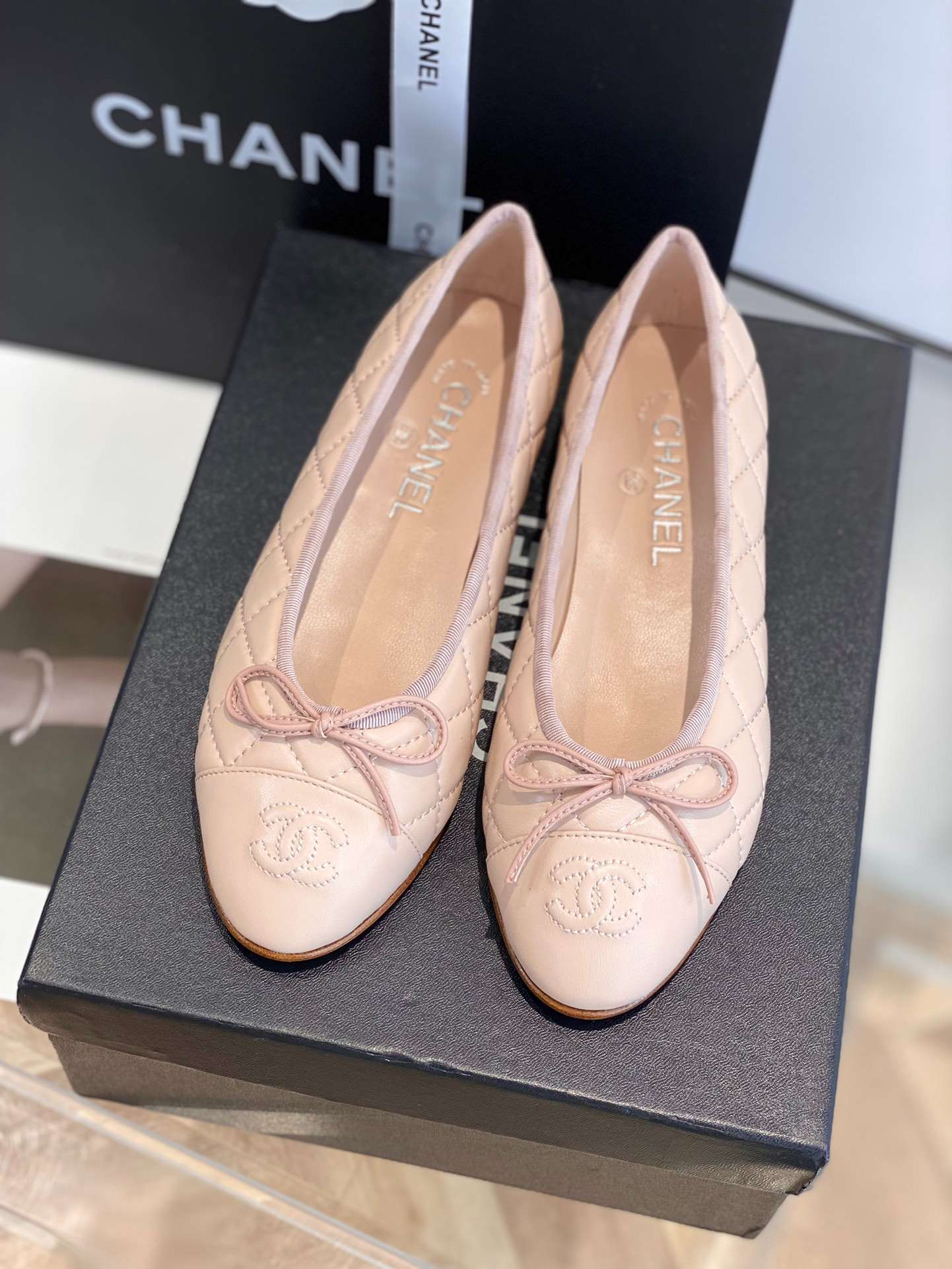 Chanel Ballet Flats Light Pink For Women