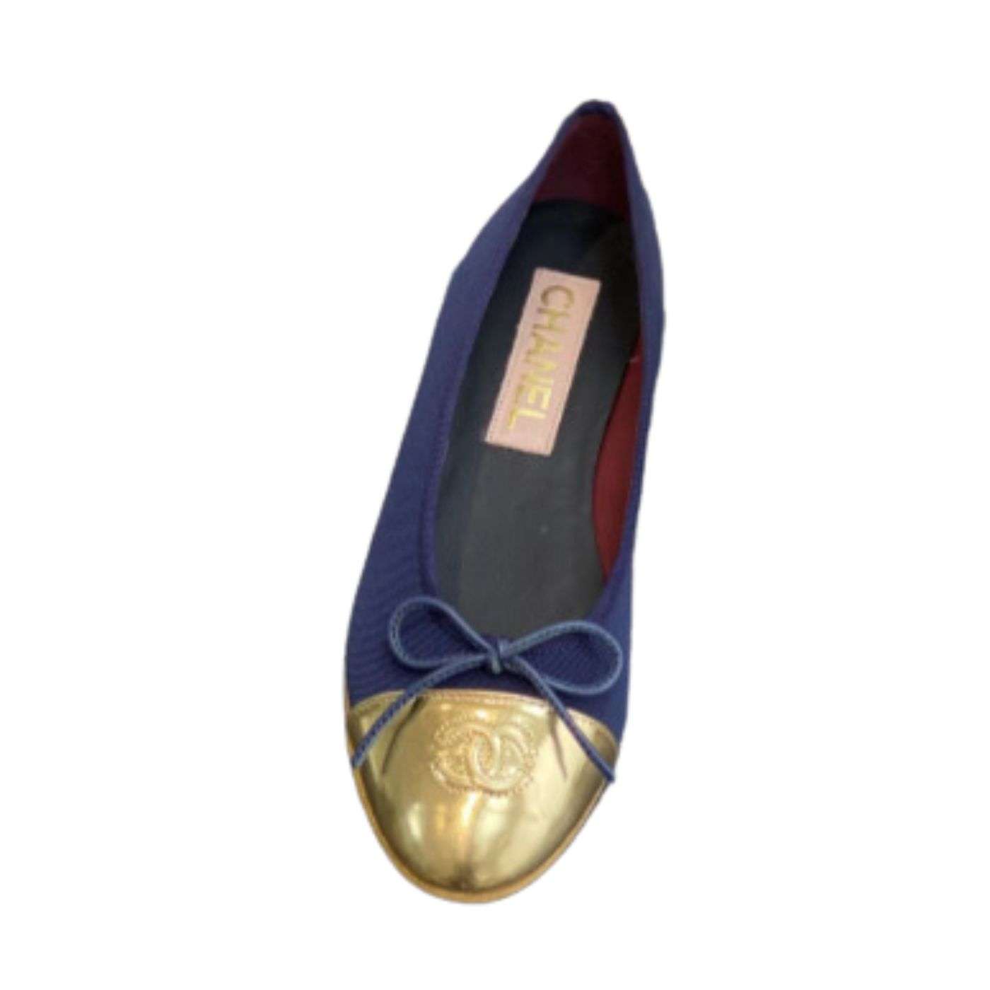 Chanel Ballet Flats Navy Blue For Women