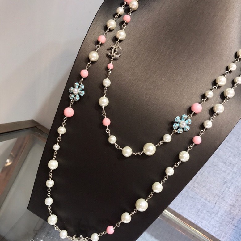 Chanel Baroque Long Necklace White For Women