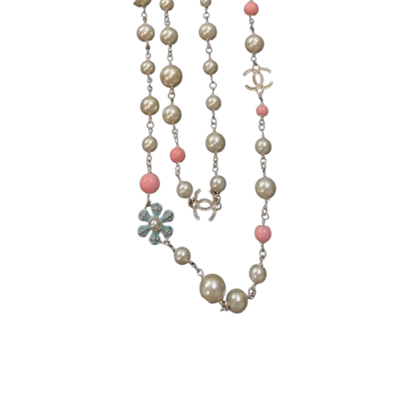 Chanel Baroque Long Necklace White For Women