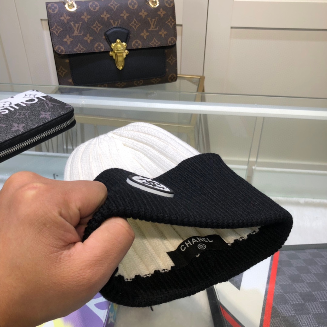 Chanel Beanie In Black & White