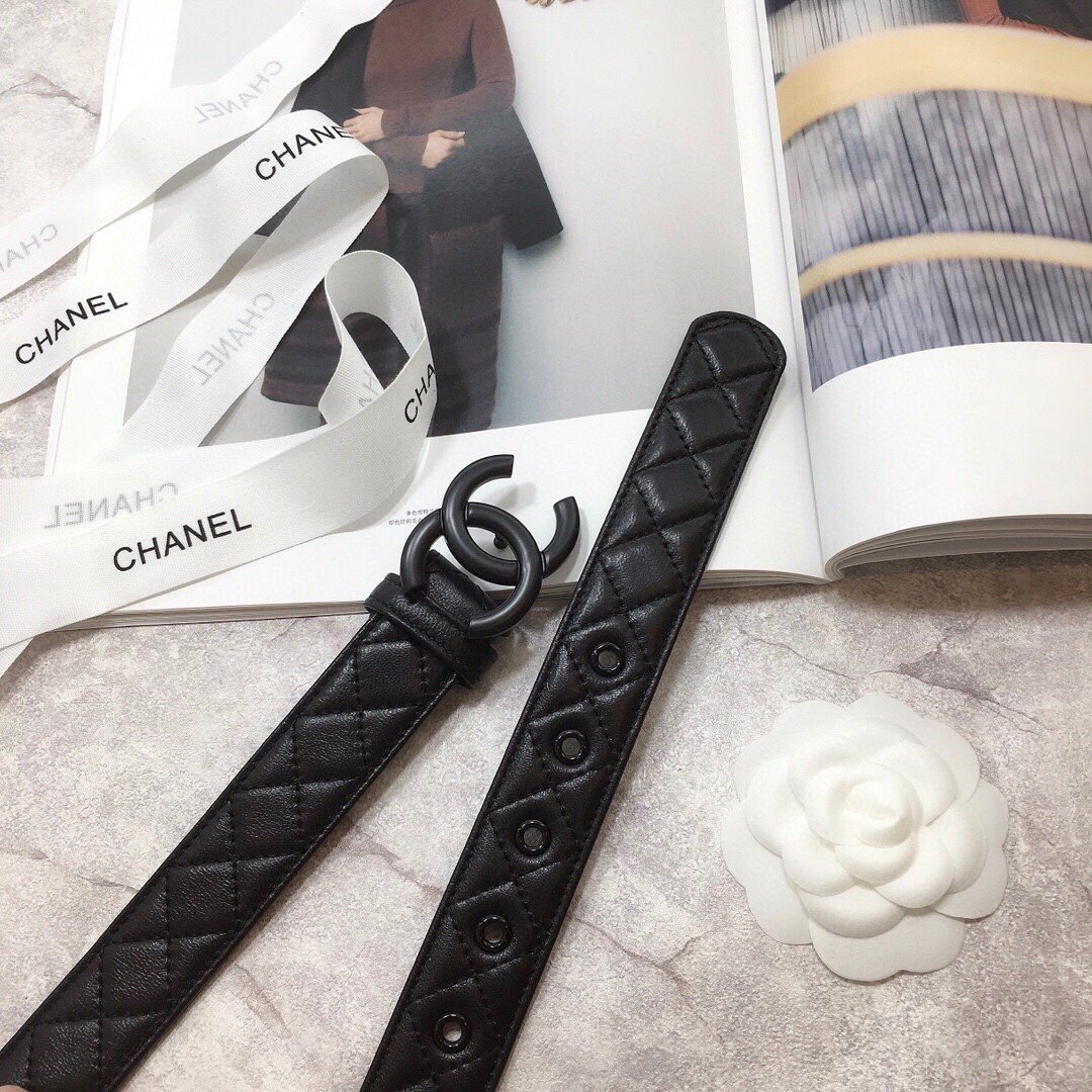 Chanel Belt Quilted With Double C Buckle Black With Black Hardware Women Belt