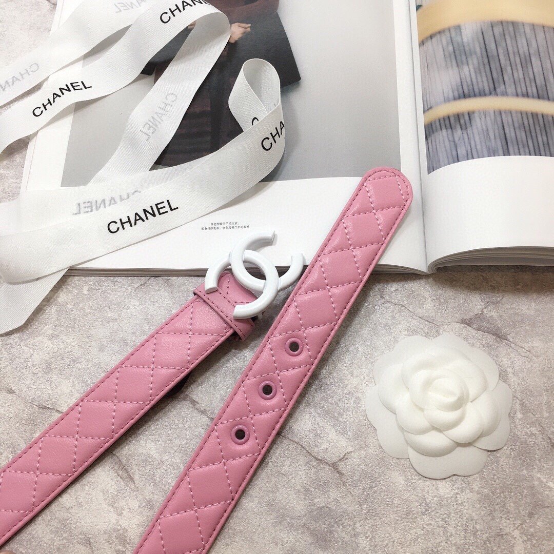 Chanel Belt Quilted With Double C Buckle Pink With Silver Hardware Women Belt