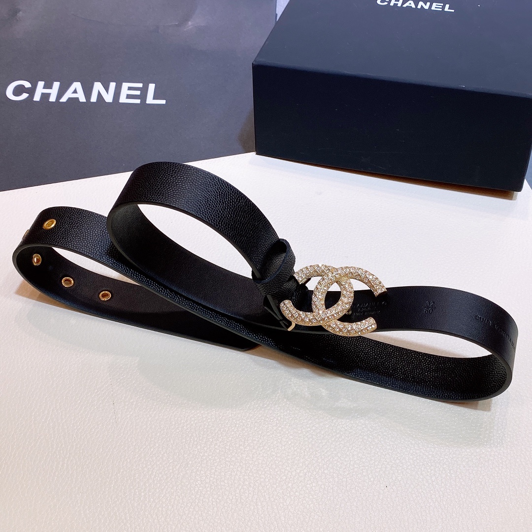 Chanel Belt With Beaded Buckle Black with Silver Hardware Women Belt