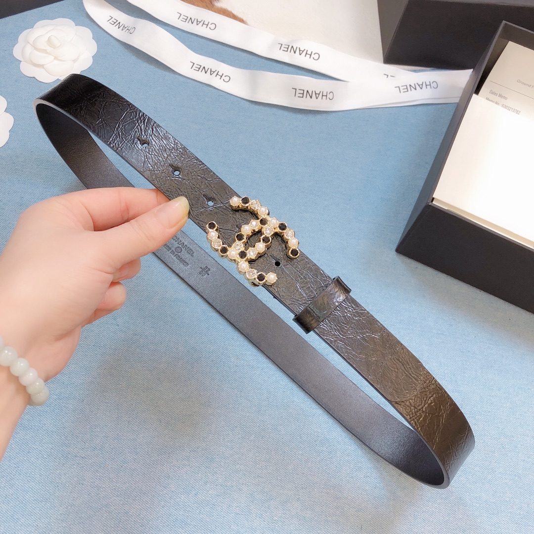 Chanel Belt With Beaded Buckle Brown Gold-Toned Metal and Strass Women Belt