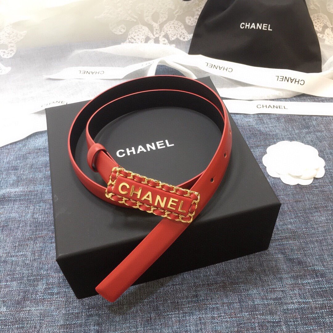 Chanel Belt With Chanel Signature Orange with Gold-Toned Hardware Women Belt