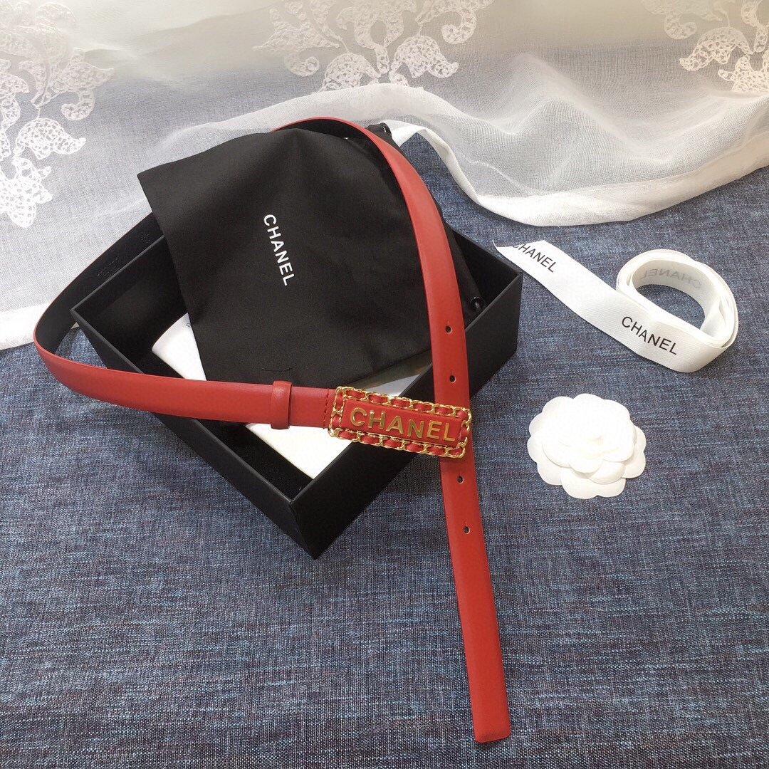 Chanel Belt With Chanel Signature Orange with Gold-Toned Hardware Women Belt