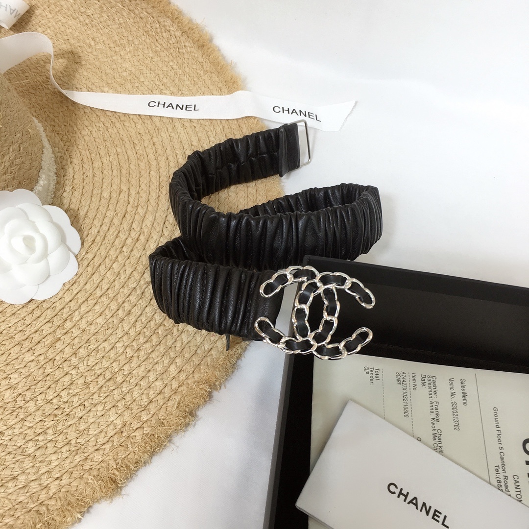 Chanel Belt With Double C Buckle Black Silver-Tone Metal and Strass Women Belt