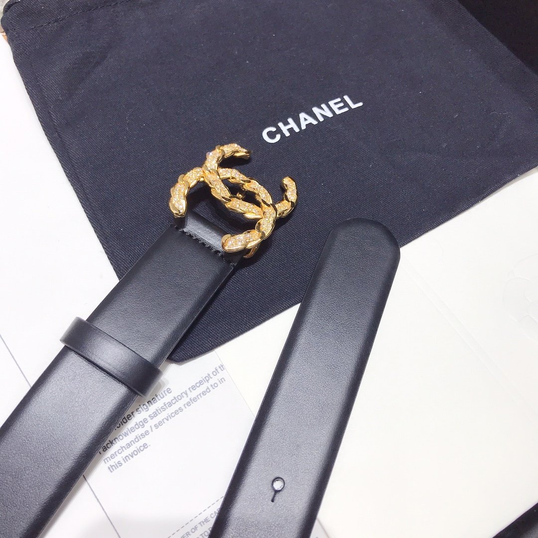 Chanel Belt With Double C Buckle Black With Gold-Toned Hardware Women Belt
