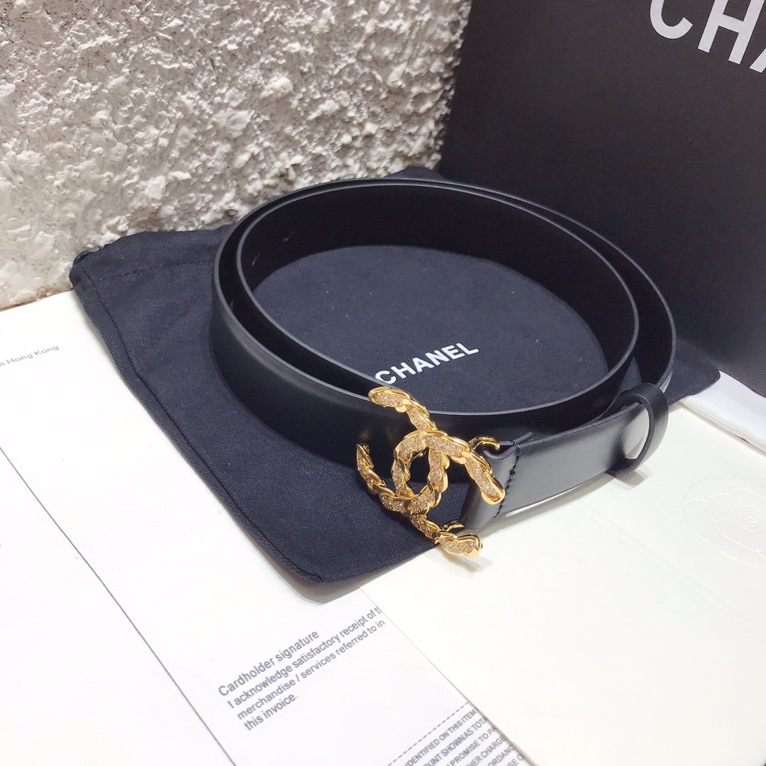 Chanel Belt With Double C Buckle Black With Gold-Toned Hardware Women Belt