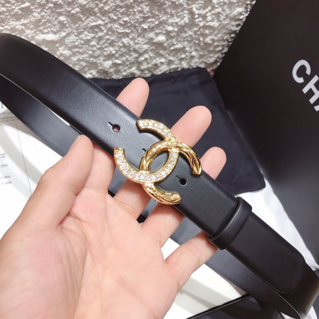 Chanel Belt With Double C Buckle Black With Gold Toned Hardware Women Belt