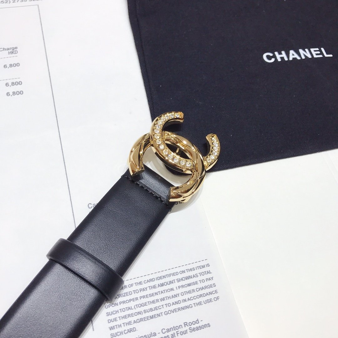Chanel Belt With Double C Buckle Black With Gold Toned Hardware Women Belt