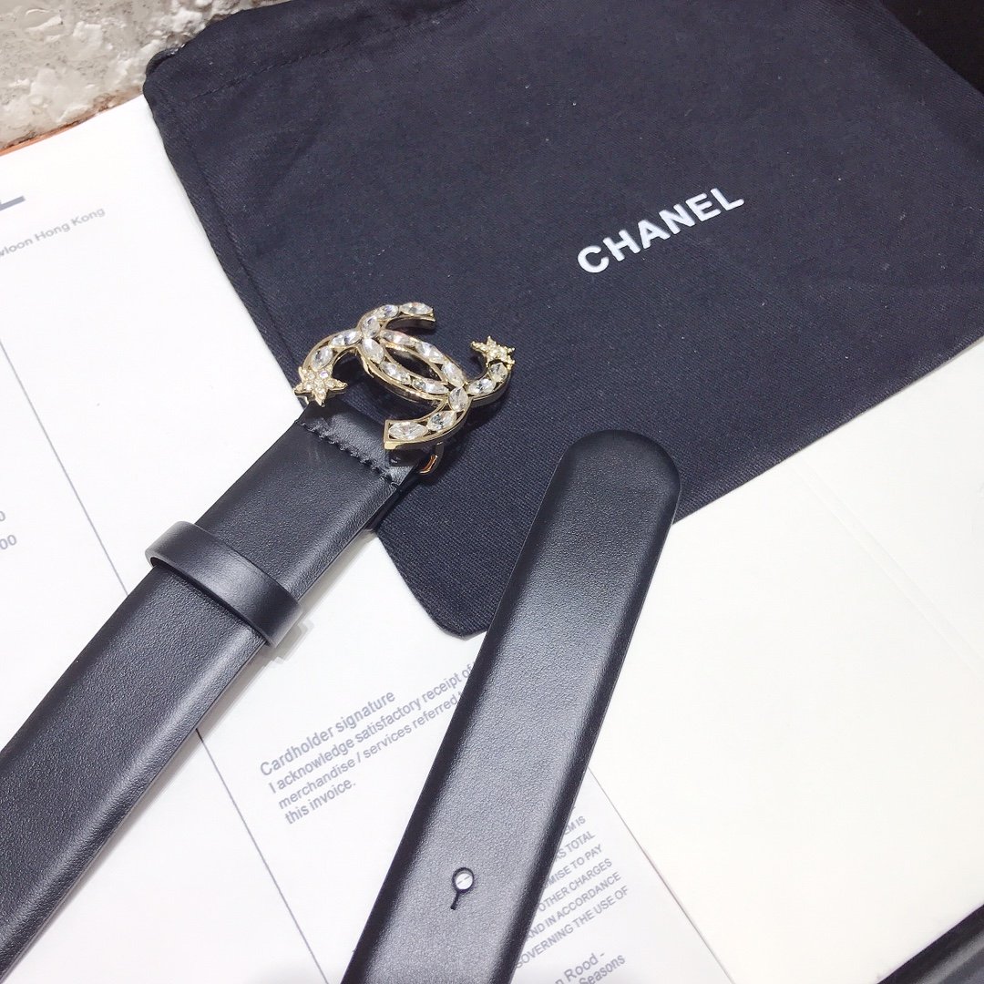 Chanel Belt With Double C Buckle Black With Star-Silver-Toned Hardware Women Belt