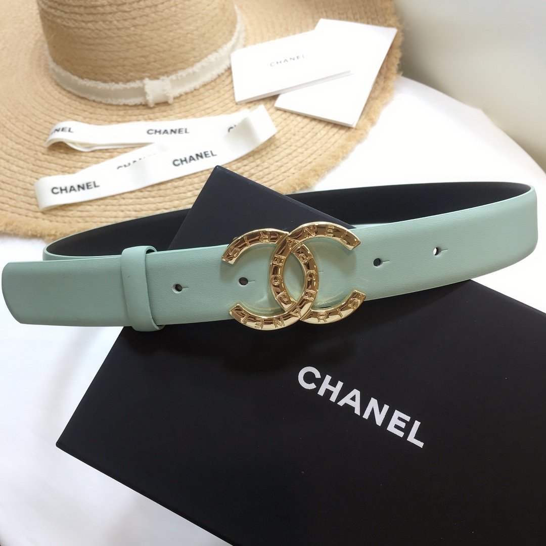 Chanel Belt With Double C Buckle Jade Green