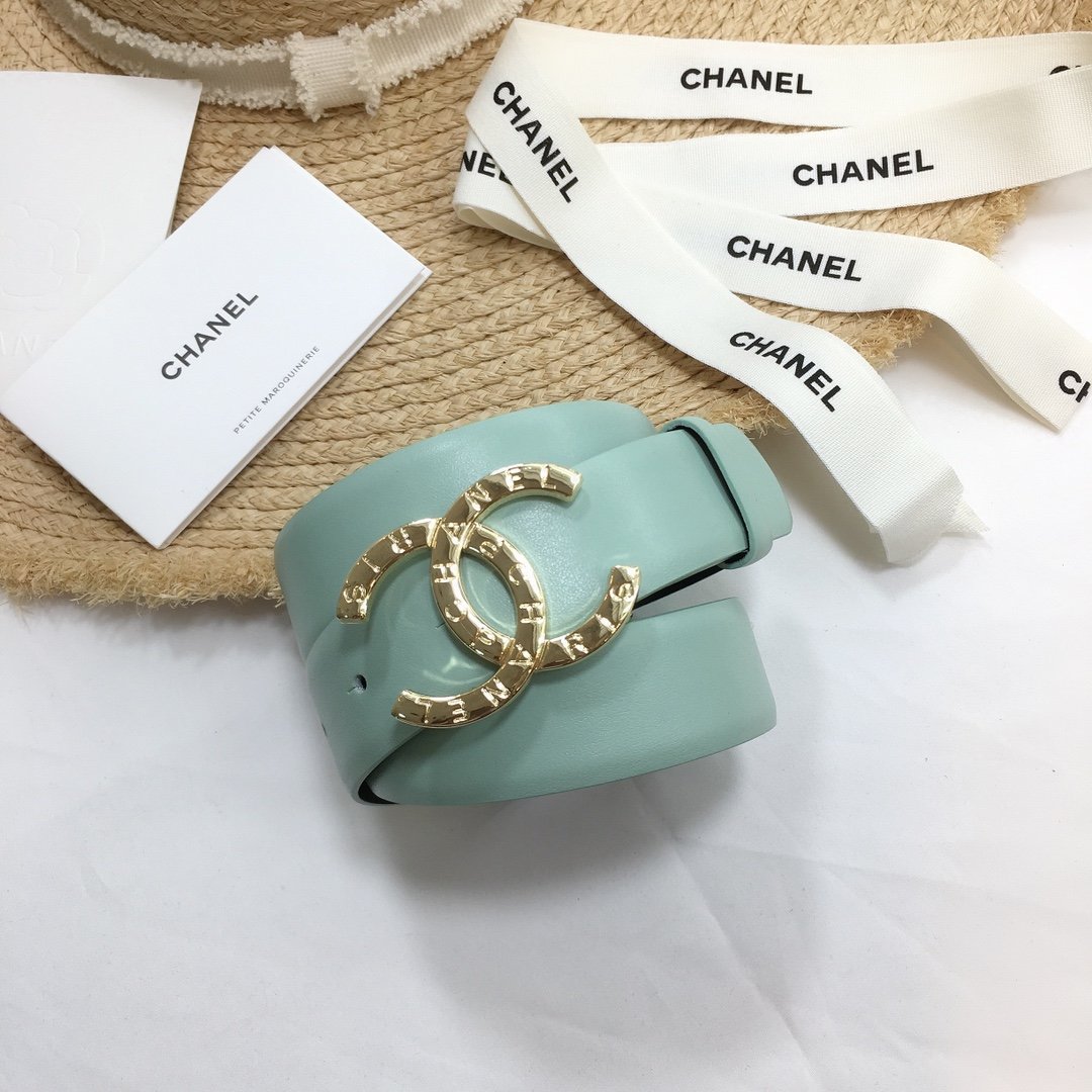 Chanel Belt With Double C Buckle Jade Green