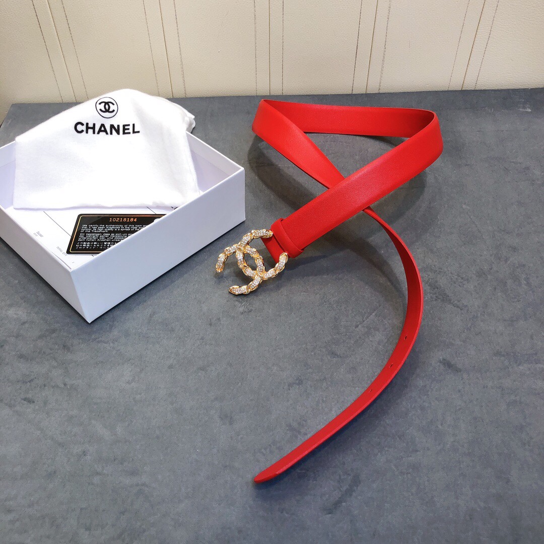 Chanel Belt With Double C Buckle Red Women Belt