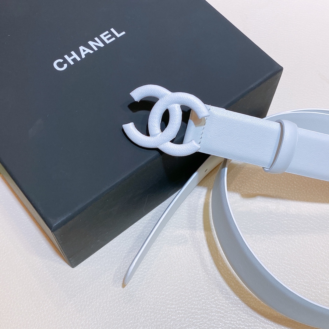 Chanel Belt With Double C Buckle White White-Toned Hardware Women Belt