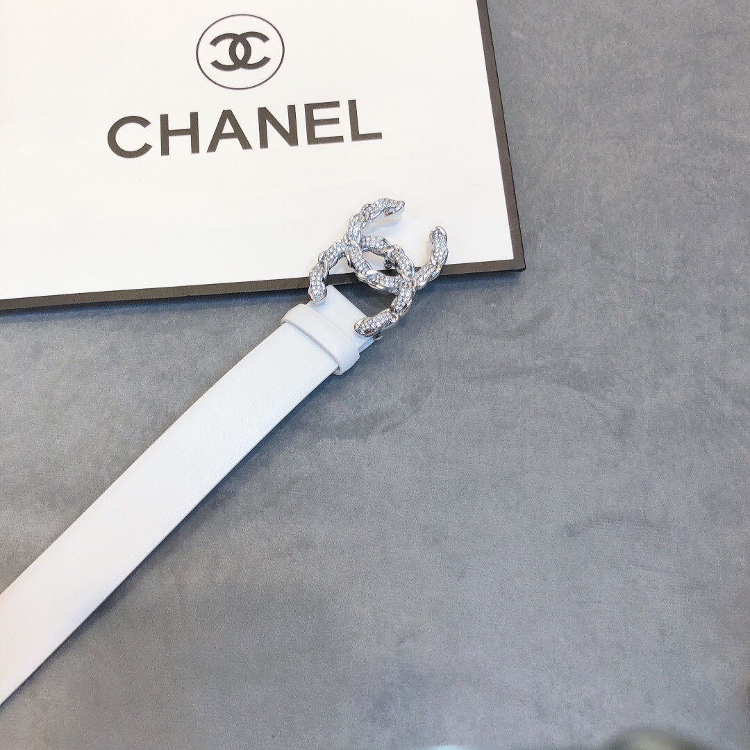 Chanel Belt With Double C Buckle White Women Belt