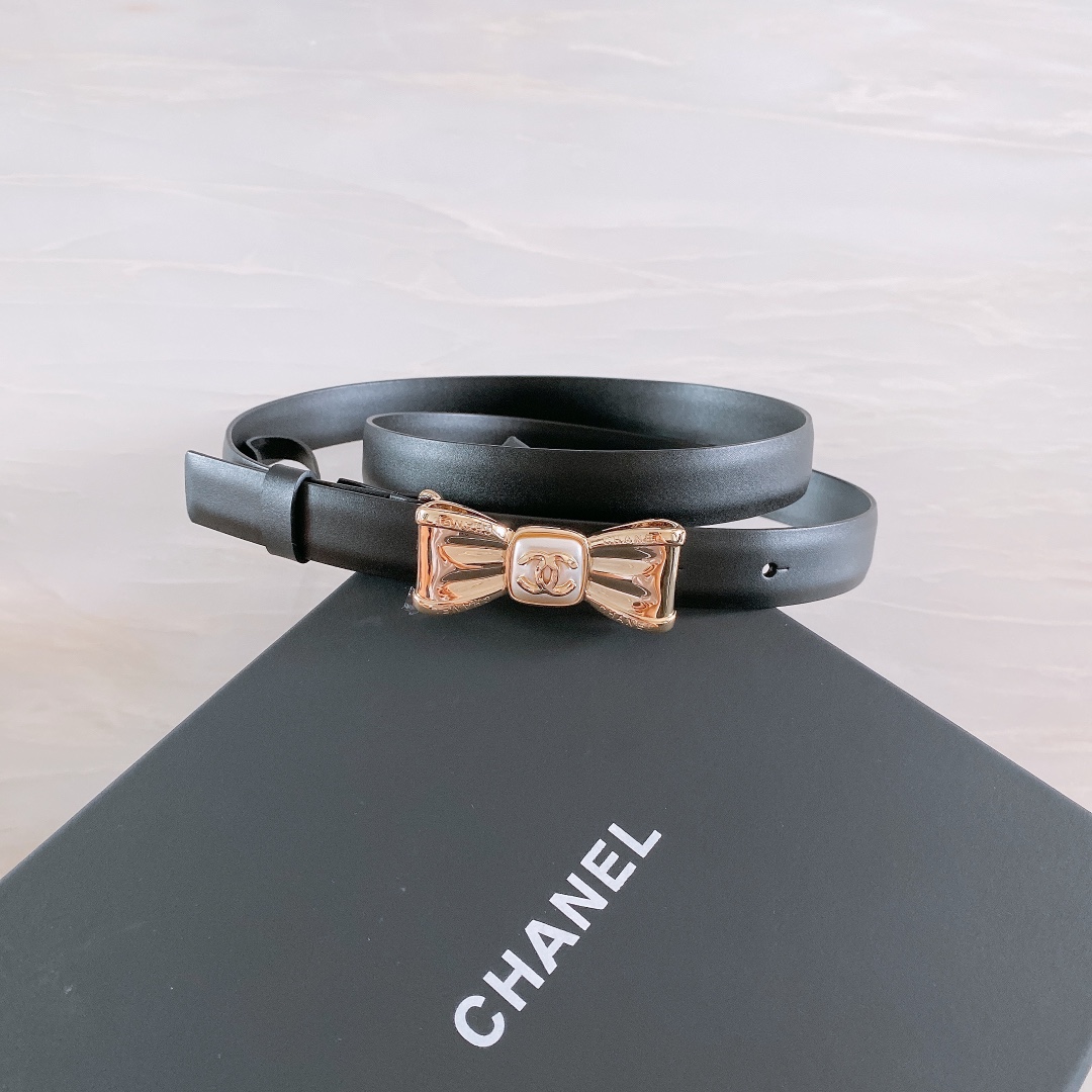 Chanel Belt With Ribbon Buckle Black Women Belt