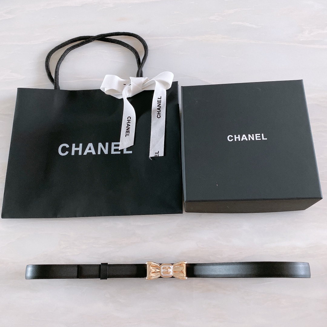 Chanel Belt With Ribbon Buckle Black Women Belt