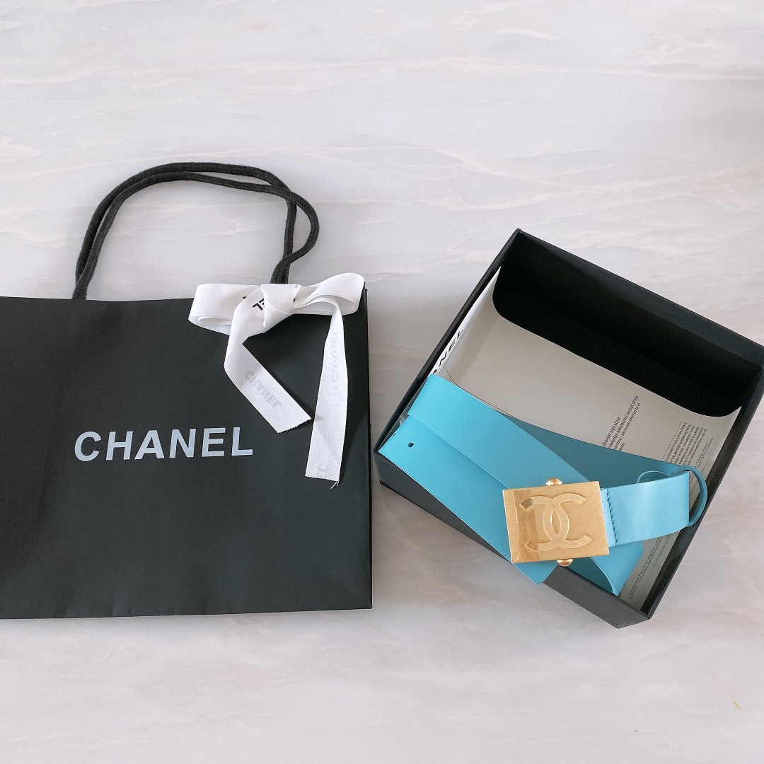 Chanel Belt With Ribbon Buckle Blue Women Belt